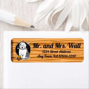 Cute Dog Hiker Camper Old English Sheepdog Grey 1 Etiket