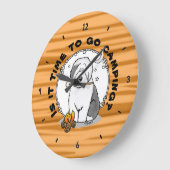 Cute Dog Hiker Camper Old English Sheepdog Grey 1 Grote Klok (Hoek)