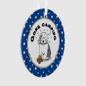 Cute Dog Hiker Camper Old English Sheepdog Grey 1 Ornament (voorkant)