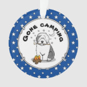 Cute Dog Hiker Camper Old English Sheepdog Grey 1 Ornament (voorkant)