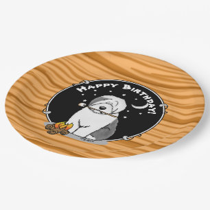Cute Dog Hiker Camper Old English Sheepdog Grey 1 Papieren Bordje