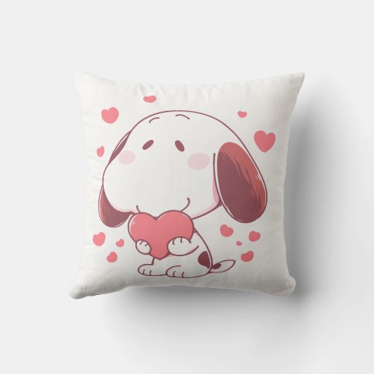 Cute Dog Holding Pink Heart Kussen (Achterkant)