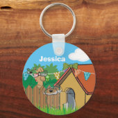 Cute Dog House Naburen Cartoon Gepersonaliseerd Sleutelhanger (Voorkant)