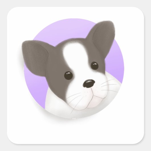 Cute Dog Illustratie Vierkante Sticker (Voorkant)