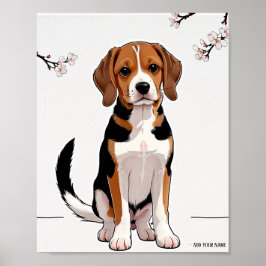 Cute Dog Illustration Wall Art Poster