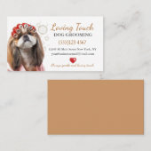 Cute Dog in Curlers Grooming Service Visitekaartje (Voorkant / Achterkant)