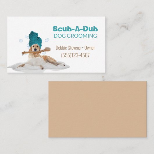 Cute Dog in een handdoekproefopstelling Visitekaartje (Voorkant / Achterkant)