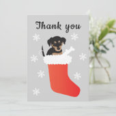 Cute dog in een stoppende sneeuwvlokken bedankkaart (Staand voorkant)
