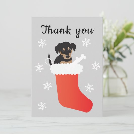 Cute dog in een stoppende sneeuwvlokken bedankkaart (Staand voorkant)