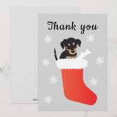 Cute dog in een stoppende sneeuwvlokken bedankkaart (Voorkant / Achterkant)