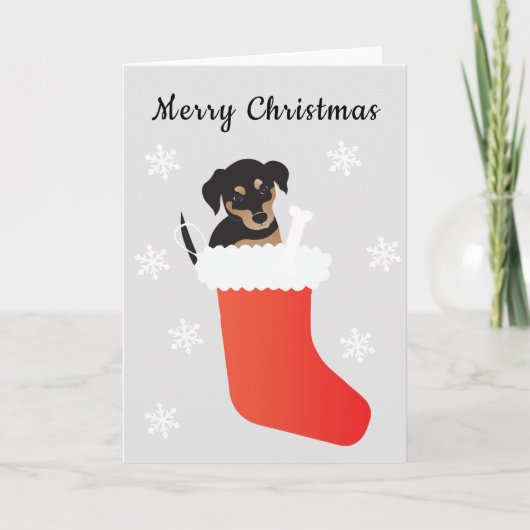 Cute dog in een stoppende sneeuwvlokken feestdagen kaart (Voorkant)