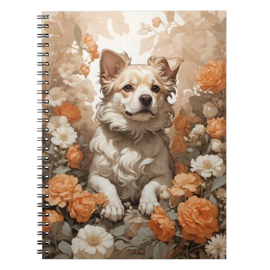 cute dog in flowers notitieboek (Voorkant)