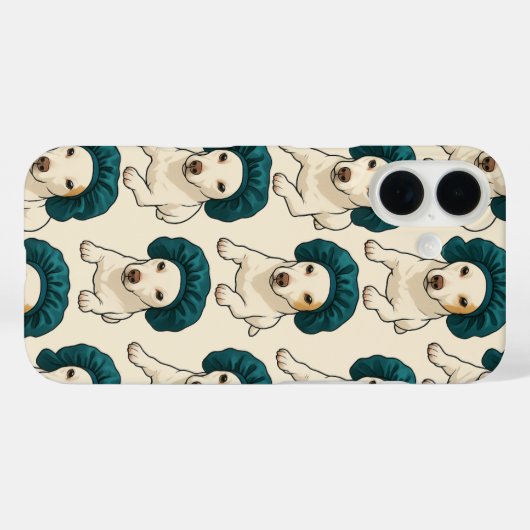 Cute Dog in Satin Bonnet Pattern Phone Case (Achterkant (horizontaal))