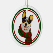 Cute Dog in Scarf-keramische cirkelvormgeving Keramisch Ornament (Rechts)