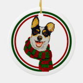 Cute Dog in Scarf-keramische cirkelvormgeving Keramisch Ornament (Achterkant)
