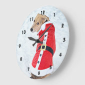 Cute Dog in sneeuw met rode kerstmis Grote Klok (Hoek)