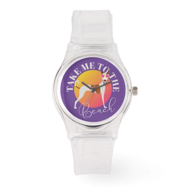 Cute Dog in zonnebrillen Roze en Paars Horloge (Voorkant)