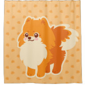 Cute Dog Kawaii Pomeranian Douchegordijn (Voorkant)