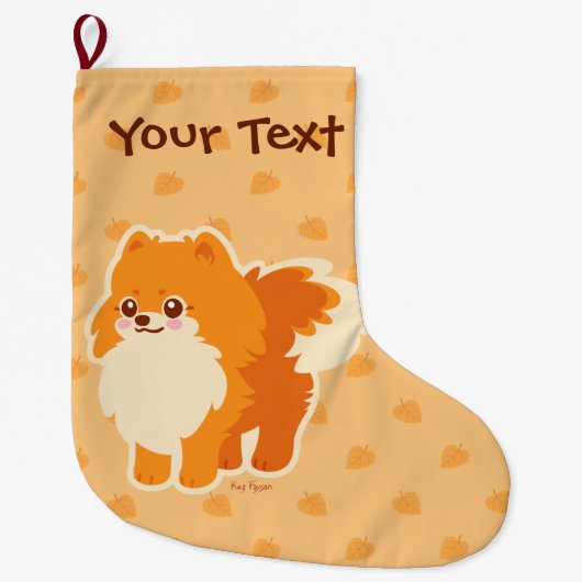 Cute Dog Kawaii Pomeranian Grote Kerstsok (Voorkant)