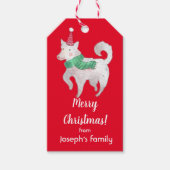 Cute dog kerstmis cadeaulabel (Voorkant)