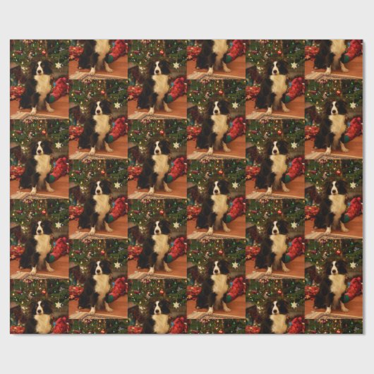 Cute Dog Kerstmis Cadeaupapier (Vlak)