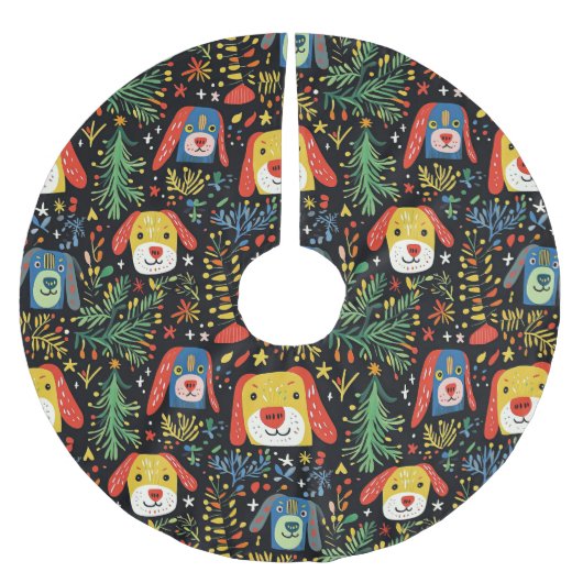 Cute Dog Kerstmis Kerstboom Rok (Voorkant)