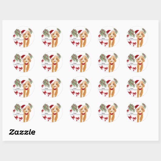 Cute Dog Kerstmis Ronde Sticker (Vel)