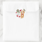 Cute Dog Kerstmis Ronde Sticker (Tas)