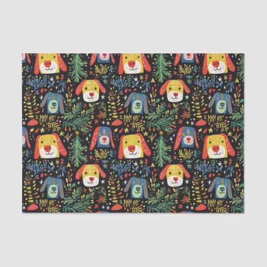 Cute Dog Kerstmis Tissuepapier (Voorkant)