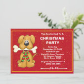 Cute Dog Kerstparty Kaart (Staand voorkant)