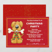 Cute Dog Kerstparty Kaart (Voorkant / Achterkant)