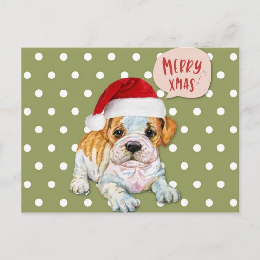 Cute Dog kerstpoka Dots Briefkaart (Voorkant)