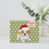 Cute Dog kerstpoka Dots Briefkaart (Staand voorkant)