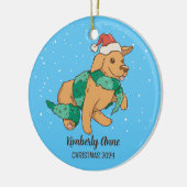 Cute Dog kerstpuppy Snow Winter Holiday Keramisch Ornament (Links)