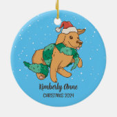 Cute Dog kerstpuppy Snow Winter Holiday Keramisch Ornament (Achterkant)