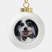 Cute Dog-kerstversiering, K-Cee Bow-Stropdas Keramische Bal Ornament (Voorkant)