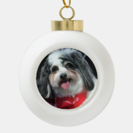 Cute Dog-kerstversiering, K-Cee Scarf Keramische Bal Ornament
