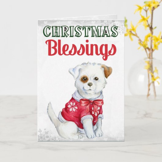 Cute Dog-kerstzegeningen Kaart (Gele Bloem)