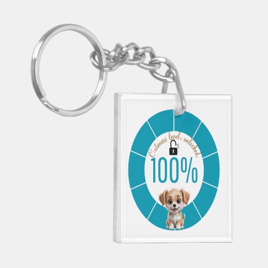 Cute Dog Keychain – Custom Text & Image (Voorkant Links)