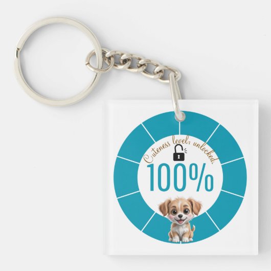 Cute Dog Keychain – Custom Text & Image (voorkant)