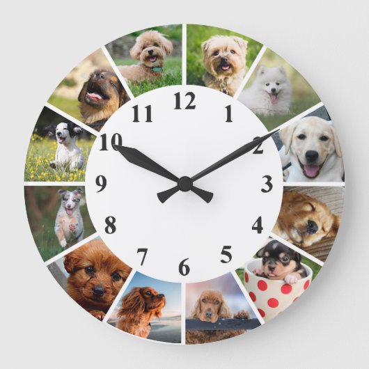 Cute Dog-klok - Puppy Photography Clock Grote Klok (Voorkant)