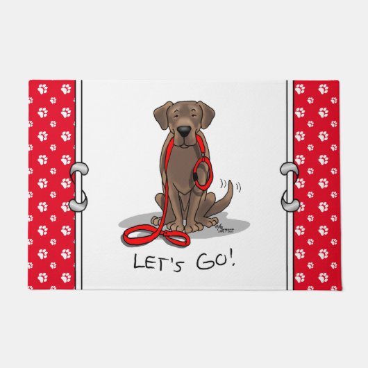 Cute Dog - Laten we gaan! Chocolade Labrador Retri Deurmat (Voorkant)