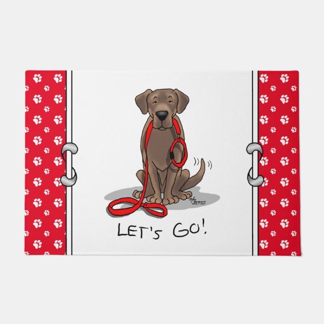 Cute Dog - Laten we gaan! Chocolade Labrador Retri Deurmat (Voorkant)