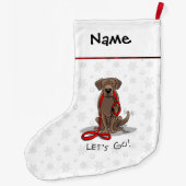 Cute Dog - Laten we gaan! Chocolade Labrador Retri Grote Kerstsok (Achterkant)