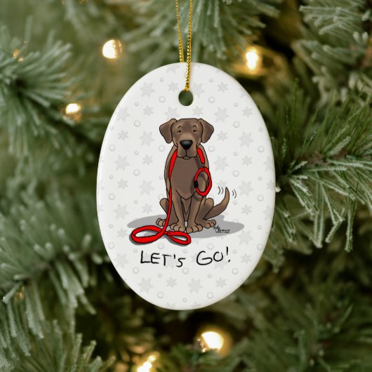 Cute Dog - Laten we gaan! Chocolade Labrador Retri Keramisch Ornament (Boom)