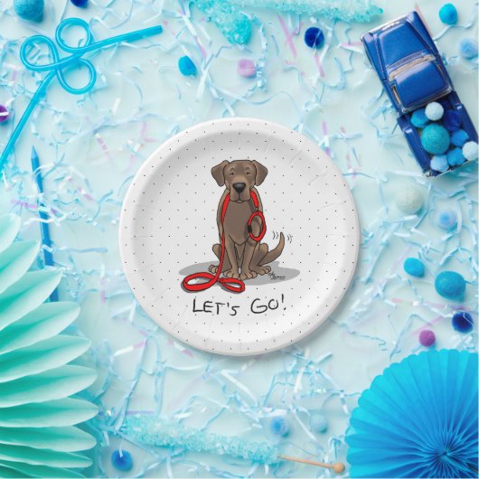 Cute Dog - Laten we gaan! Chocolade Labrador Retri Papieren Bordje (Feest)