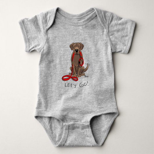 Cute Dog - Laten we gaan! Chocolade Labrador Retri Romper (Voorkant)