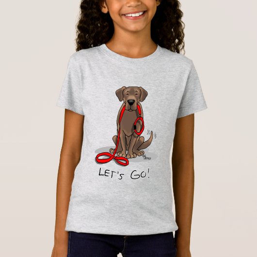 Cute Dog - Laten we gaan! Chocolade Labrador Retri T-shirt (Voorkant)