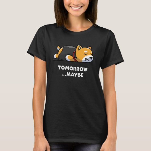 Cute Dog Lazy Vampire Halloween Maybe Morning T-shirt (Voorkant)