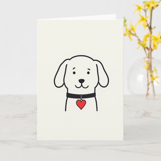 Cute Dog Love Card Kaart (Gele Bloem)